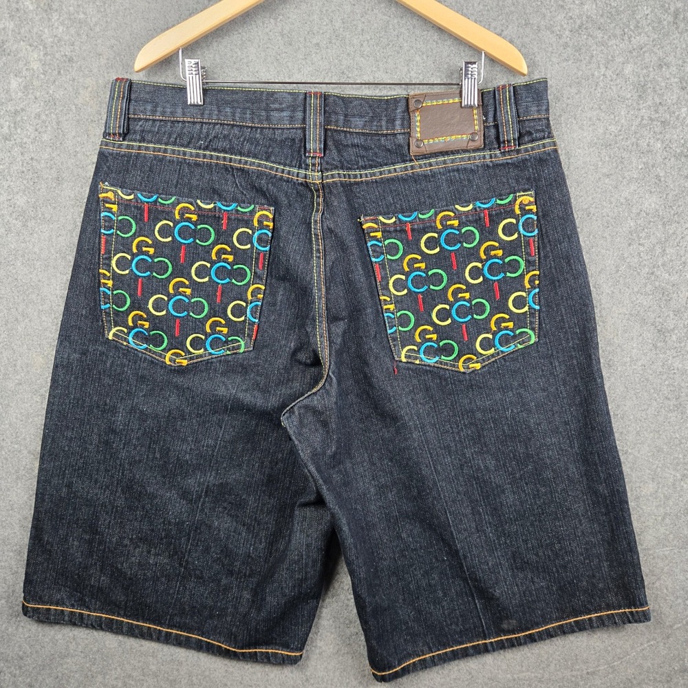 Vintage COOGI Jean Shorts Mens 40 Blue Wash Embroidered Logo Pockets Baggy Y2K